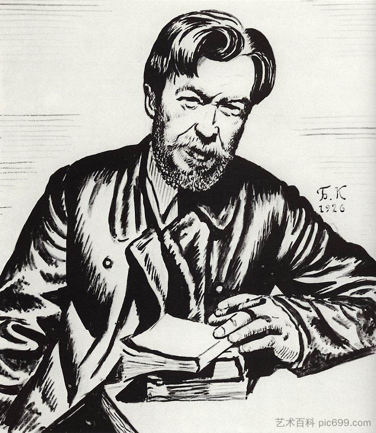 V.希什科夫的肖像 Portrait of V. Shishkov (1926),鲍里斯·克斯托依列夫