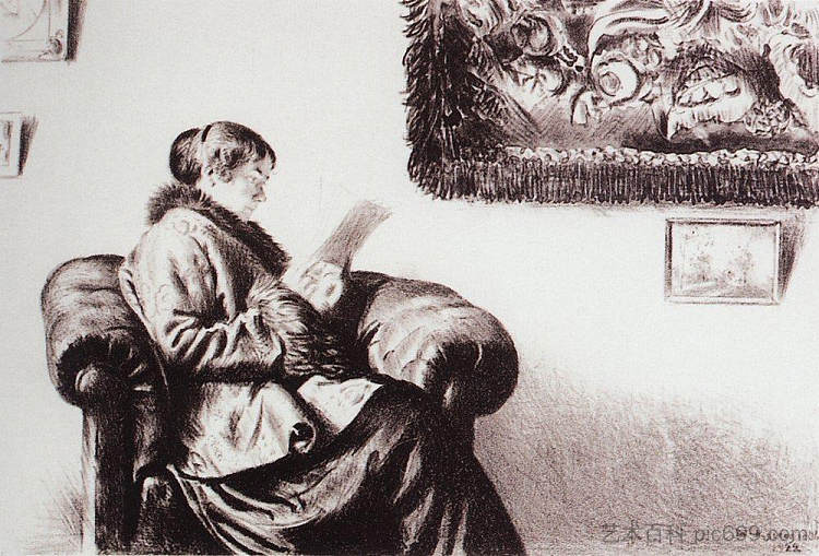 Y.E.库斯托迪耶娃的肖像 Portrait of Y.E. Kustodieva (1922),鲍里斯·克斯托依列夫