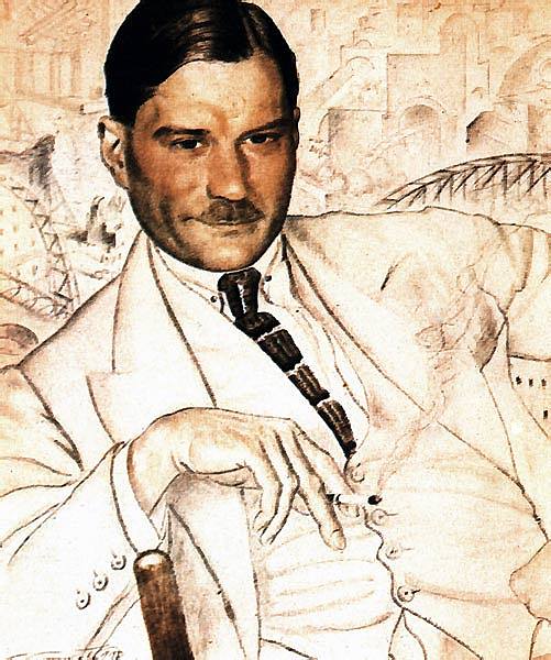 叶夫根尼·扎米亚京的肖像 Portrait of Yevgeny Zamyatin (1923)，鲍里斯·克斯托依列夫