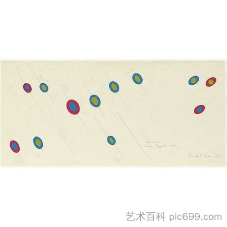 椭圆轴：蜡色、绿松石色、赭石色 Oval Axis: Cerise, Turquoise, Ochre (1970)，布里奇特·赖利