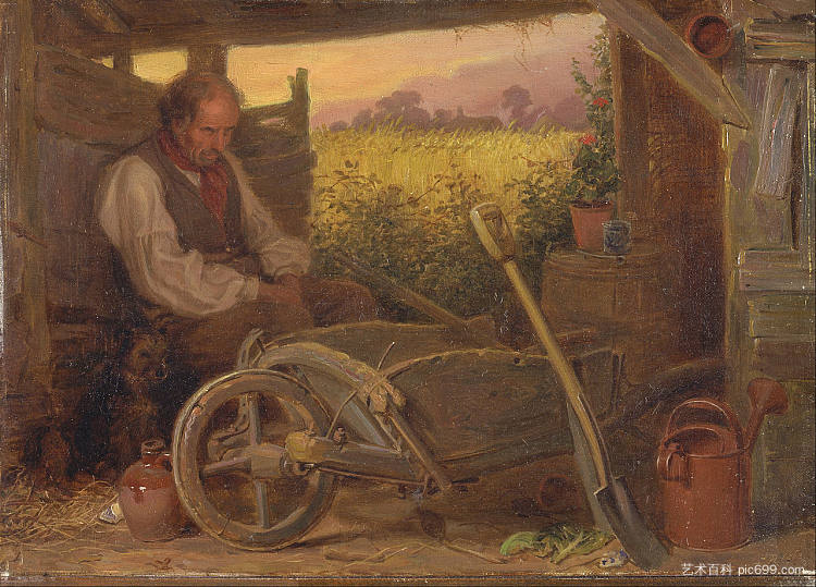 老园丁 The Old Gardener (1863)，布里顿·里维尔
