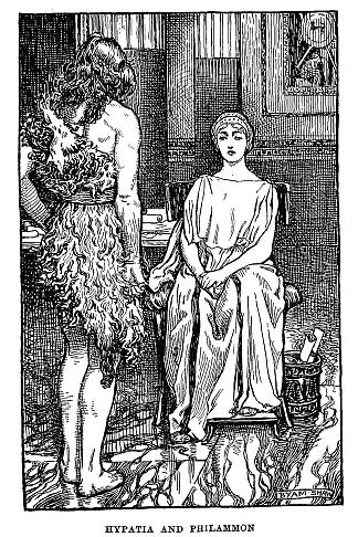 希帕蒂娅和菲拉蒙。查尔斯·金斯利 1853 年小说《希帕蒂娅》1914 年版的插图 Hypatia and Philammon. Illustration from a 1914 Edition of Charles Kingsley’s 1853 Novel Hypatia (1914)，拜厄姆·肖