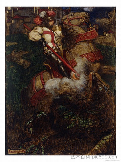 圣乔治屠龙 St George Slaying the Dragon (1908)，拜厄姆·肖