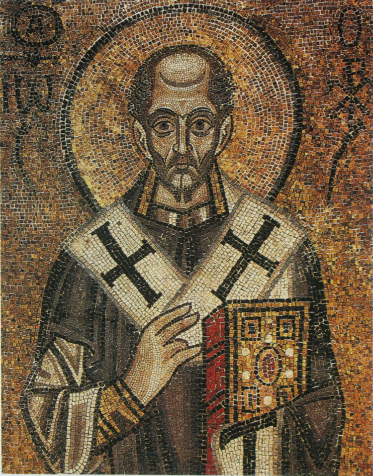 约翰·金口 John Chrysostom (c.1030)，拜占庭马赛克