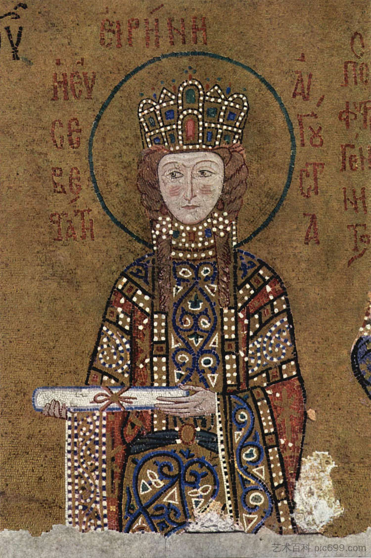 艾琳皇后的肖像 Porträt Der Kaiserin Irene (c.1122),拜占庭马赛克