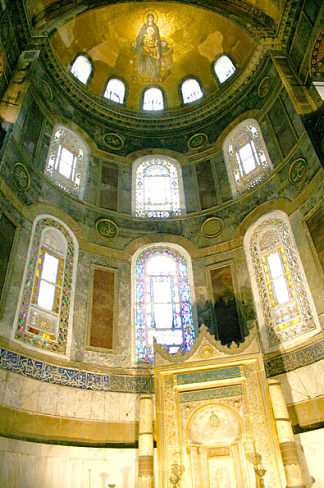 圣索菲亚大教堂祭坛 Hagia Sophia Altar (c.867)，拜占庭马赛克