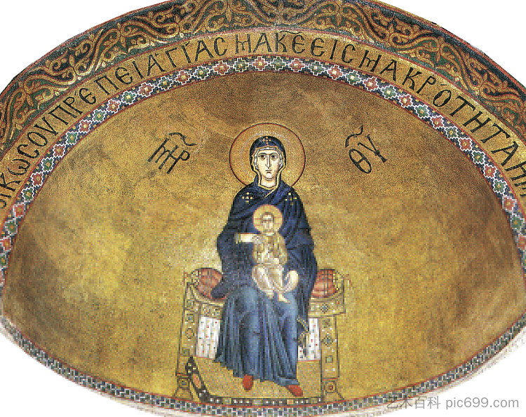 处女与孩子 Virgin with child (c.1025),拜占庭马赛克