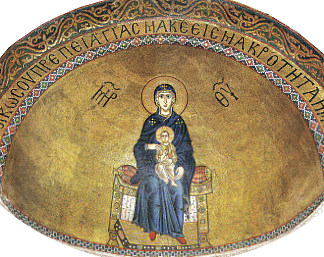 处女与孩子 Virgin with child (c.1025)，拜占庭马赛克