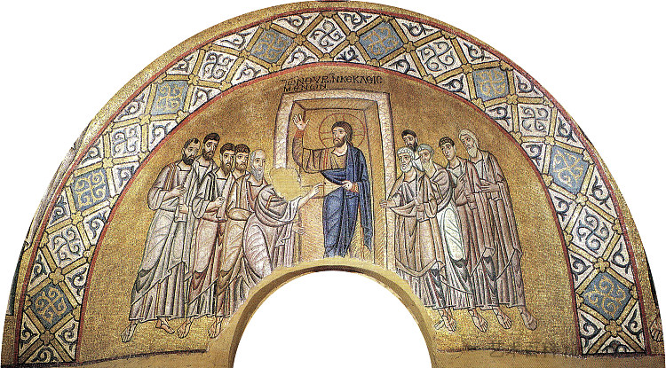 马赛克在Hosios Loukas修道院,希腊Boeotia Mosaics in Hosios Loukas Monastery, Boeotia, Greece (c.1025),拜占庭马赛克