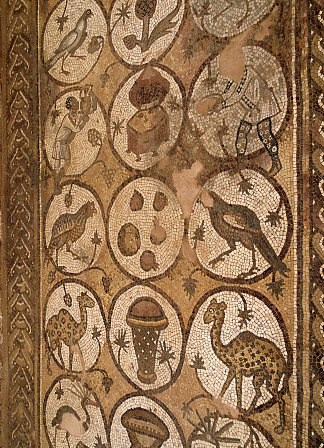 佩特拉拜占庭教堂北过道楼层的马赛克 Mosaic on the Northern Aisle Floor of the Byzantine Church of Petra (c.450 – c.550)，拜占庭马赛克