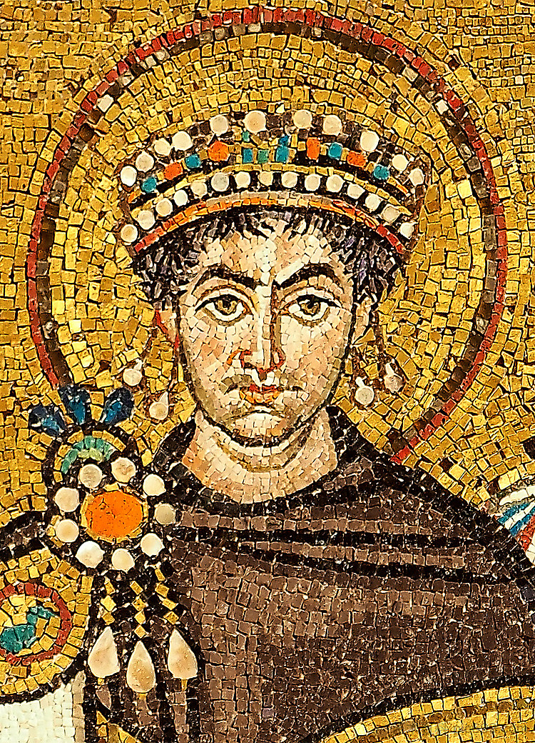 查士丁尼努斯一世的马赛克 Mosaic of Justinianus I (c.547),拜占庭马赛克