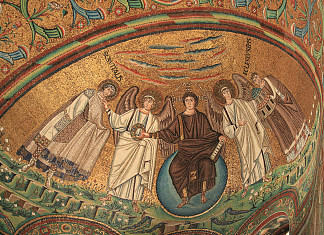 圣维塔莱大教堂后殿的马赛克 Mosaics in Apse of the Basilica of San Vitale (c.547)，拜占庭马赛克