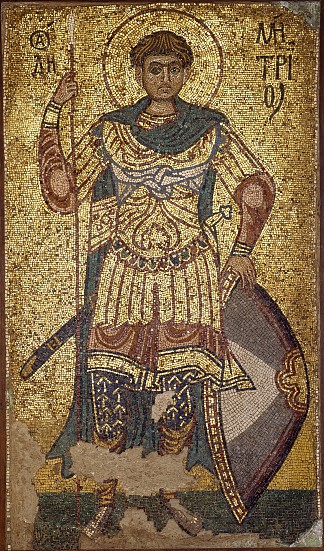 圣德米特里乌斯·索伦斯基（塞萨洛尼基的德米特里乌斯） Saint Demetrius Solunsky (Demetrius of Thessaloniki) (c.1113)，拜占庭马赛克