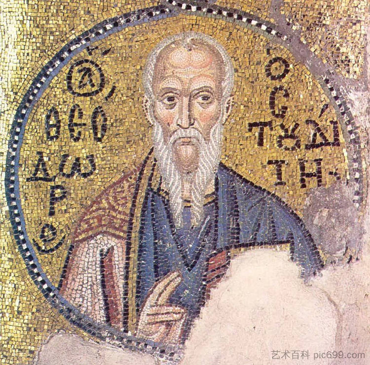 圣西奥多一世 St Theodore the Studite (c.1056)，拜占庭马赛克