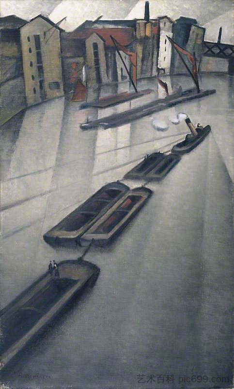 泰晤士河上的驳船 Barges on the Thames，内文森
