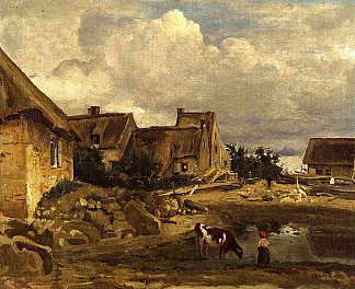 枫丹白露附近的农家院 A Farmyard near Fontainebleau (c.1828 – c.1830)，卡米耶·柯罗