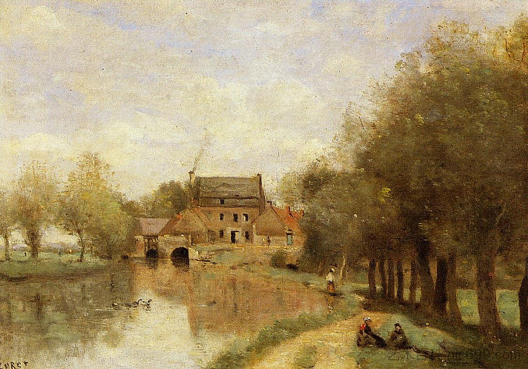 Arleux du Nord，Drocourt Mill，位于Sensee上 Arleux du Nord, the Drocourt Mill, on the Sensee (1871)，卡米耶·柯罗