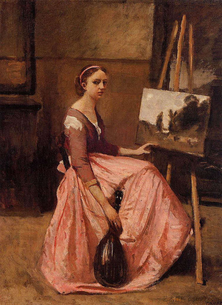 柯罗工作室 Corot's Studio (c.1860)，卡米耶·柯罗