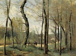 第一片树叶，靠近南特 First Leaves, near Nantes (c.1855)，卡米耶·柯罗