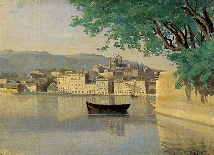 日内瓦部分城市景观 Geneva View of Part of the City (c.1834 - c.1835)，卡米耶·柯罗