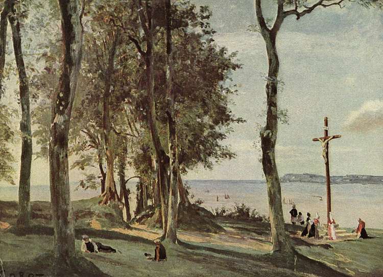 恩典海岸上的翁弗勒尔髑髅地 Honfleur Calvary on the Cote de Grace (c.1830)，卡米耶·柯罗