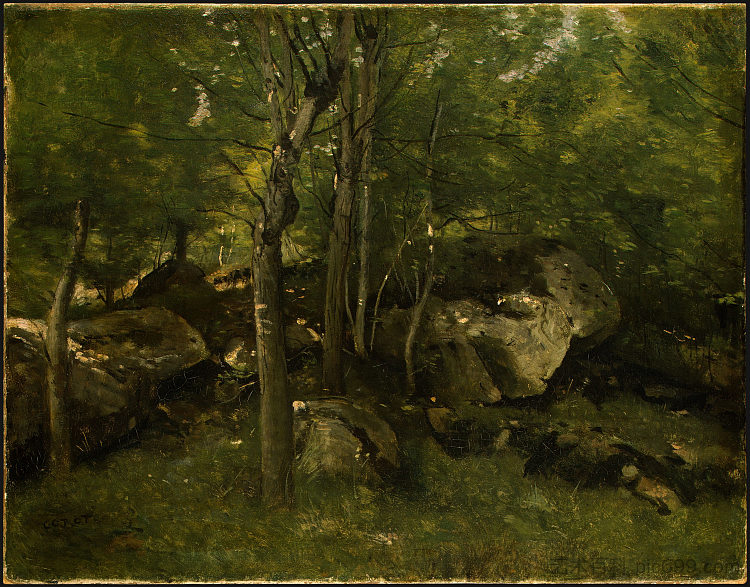 在枫丹白露森林 In the Forest of Fontainebleau (c.1860 - c.1865)，卡米耶·柯罗