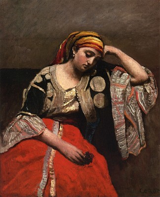 意大利女人（犹太阿尔及利亚女人） Italian Woman (Jewish Algerian Woman) (c.1870)，卡米耶·柯罗