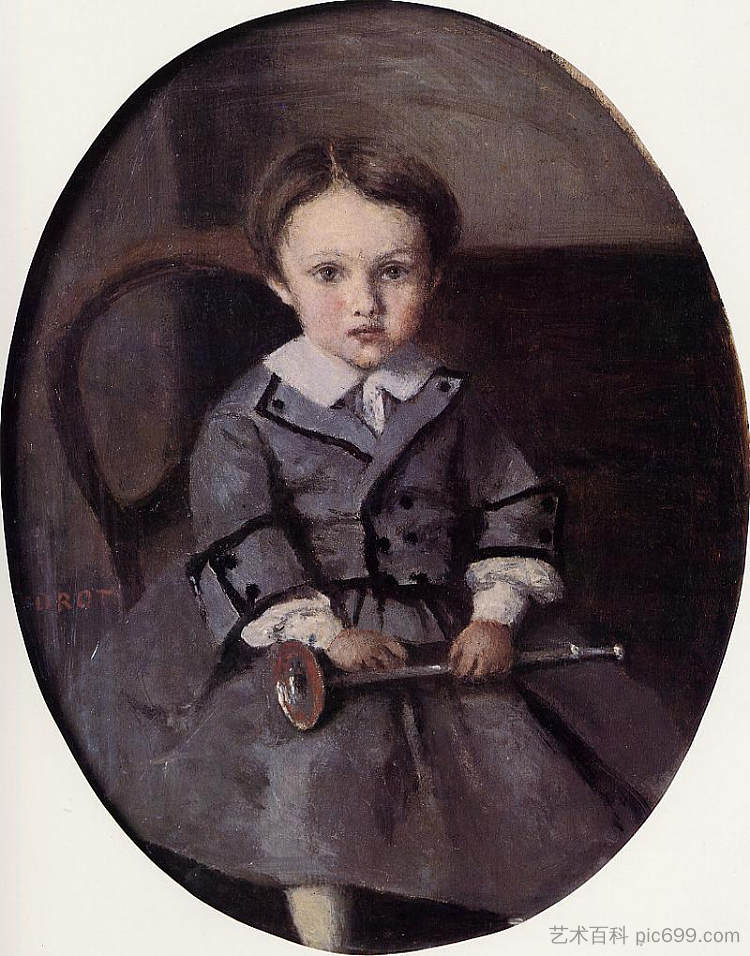 小时候的莫里斯·罗伯特 Maurice Robert as a Child (1857)，卡米耶·柯罗