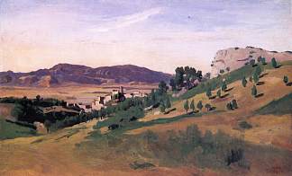 奥莱瓦诺，城镇和岩石 Olevano, the Town and the Rocks (1827)，卡米耶·柯罗