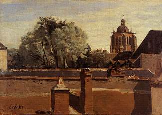奥尔良，从窗户俯瞰圣彼得纳塔 Orleans, View from a Window Overlooking the Saint Peterne Tower (c.1830)，卡米耶·柯罗