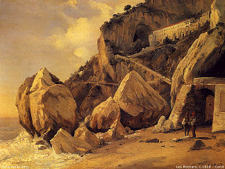 阿马尔菲的岩石 Rocks in Amalfi (1828)，卡米耶·柯罗