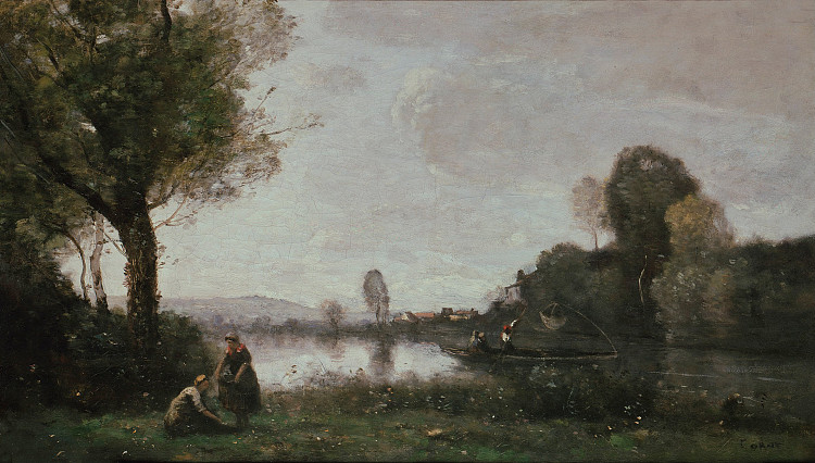 查头附近的塞纳河景观 Seine Landscape near Chatou (1855)，卡米耶·柯罗
