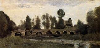 洛恩河畔格雷茨大桥 The Bridge at Grez sur Loing (c.1850 – c.1860)，卡米耶·柯罗