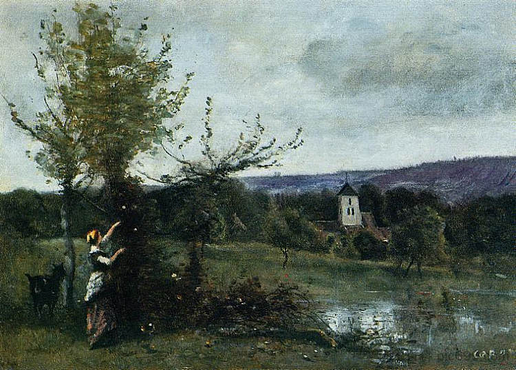 翠绿的银行 The Verdant Bank (c.1860 - c.1865)，卡米耶·柯罗