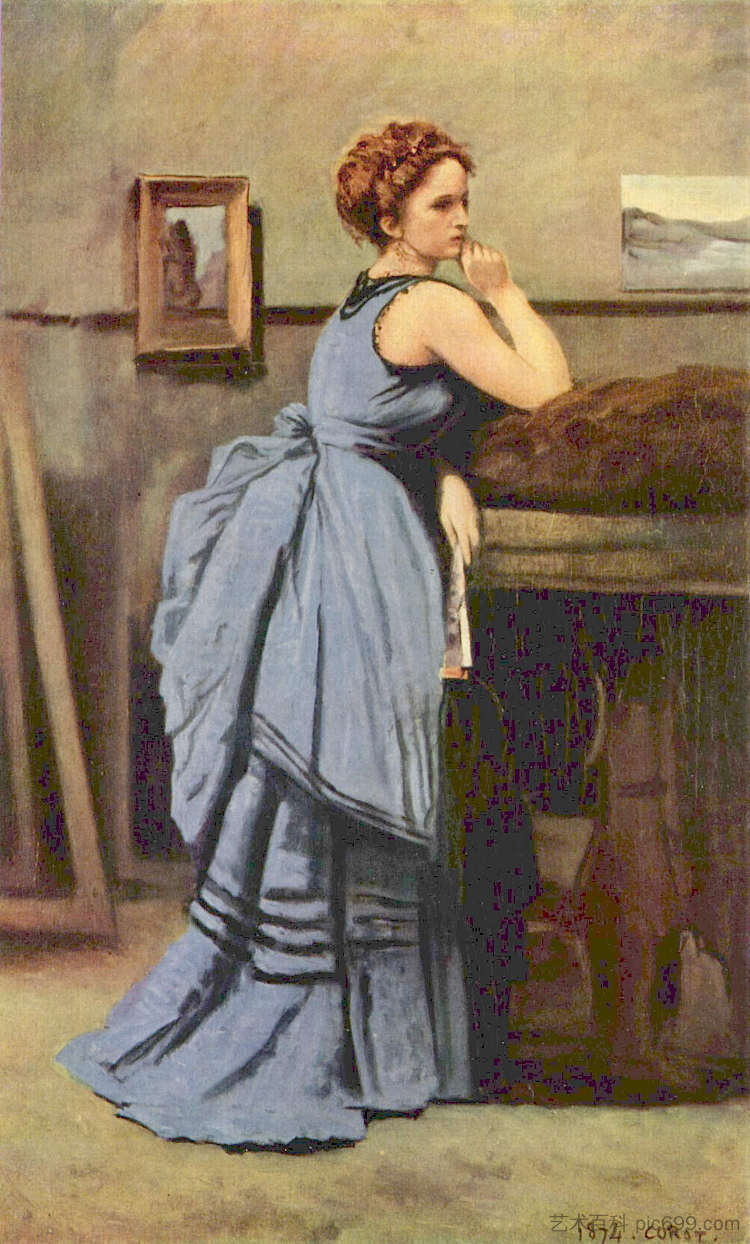 蓝衣女人 The Woman in Blue (1874)，卡米耶·柯罗