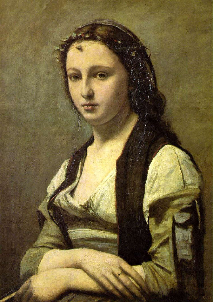 带珍珠的女人 The Woman with a Pearl (1868 - 1870)，卡米耶·柯罗