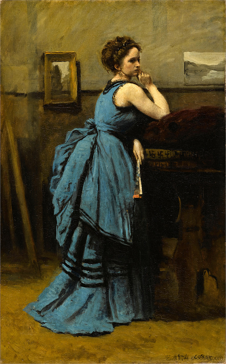 蓝衣女郎 The Lady in Blue (1874)，卡米耶·柯罗