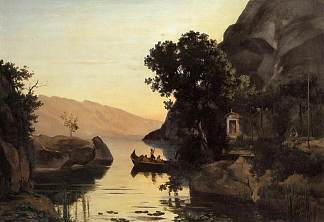 意大利蒂罗尔州里瓦的景色 View at Riva, Italian Tyrol (1835)，卡米耶·柯罗