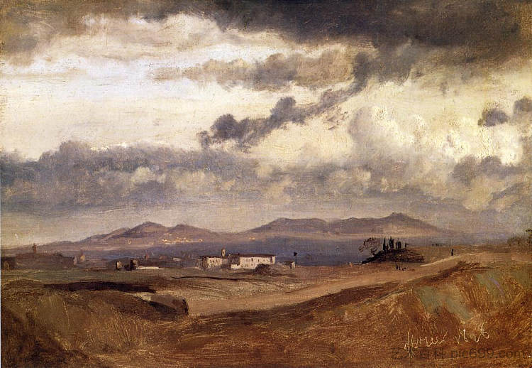 蒙马特的风车 A Windmill at Montmartre (1845),卡米耶·柯罗
