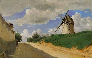 凡尔赛宫附近的皮卡迪海岸风车 Windmill on the Cote de Picardie, near Versailles (c.1835 – c.1840)，卡米耶·柯罗