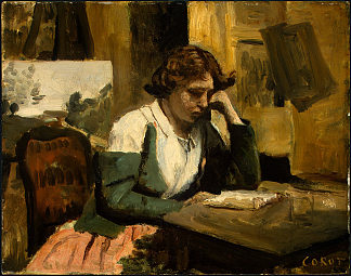 年轻女孩阅读 Young Girl Reading (c.1868)，卡米耶·柯罗