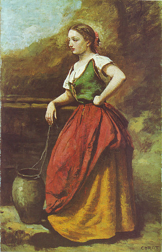 井边的年轻女子 Young Woman at the Well (1865 – 1870)，卡米耶·柯罗