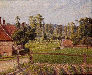 埃拉格尼的草地 A Meadow in Eragny (1889)，卡米耶·毕沙罗