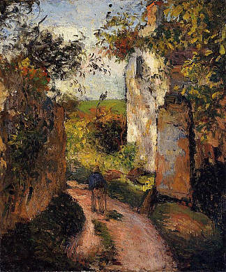 蓬图瓦兹冬宫巷里的农民 A Peasant in the Lane at Hermitage, Pontoise (1876)，卡米耶·毕沙罗
