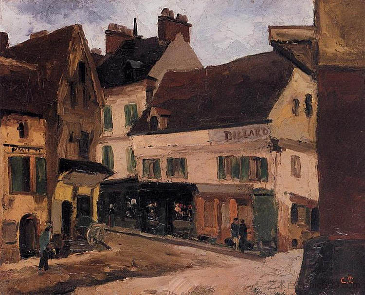 拉罗什基永的广场 A Square in La Roche Guyon (c.1867)，卡米耶·毕沙罗