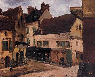 拉罗什基永的广场 A Square in La Roche Guyon (c.1867)，卡米耶·毕沙罗