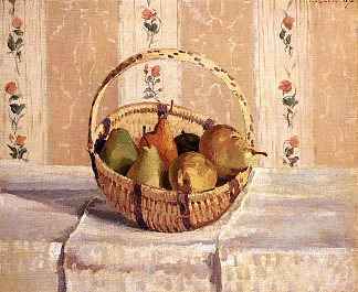 圆篮里的苹果和梨 Apples and Pears in a Round Basket (1872)，卡米耶·毕沙罗