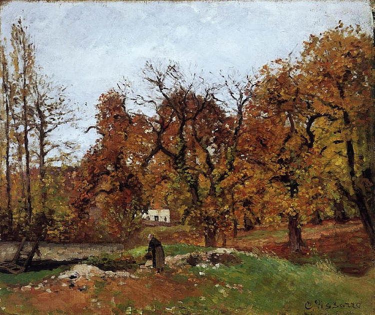 蓬图瓦兹附近的秋季景观 Autumn Landscape, near Pontoise (c.1871 - c.1872)，卡米耶·毕沙罗