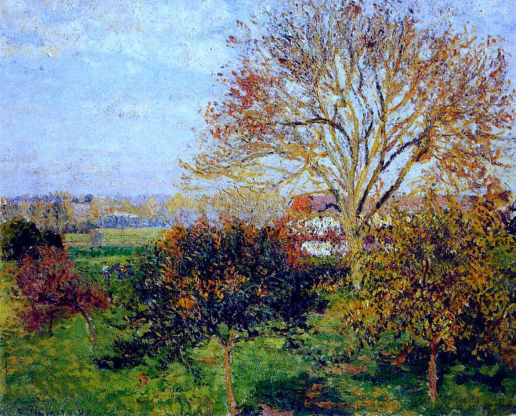 埃拉格尼的秋天早晨 Autumn morning at Eragny (1897)，卡米耶·毕沙罗