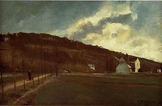 冬季的马恩河畔 Banks of the river Marne in winter (1866)，卡米耶·毕沙罗